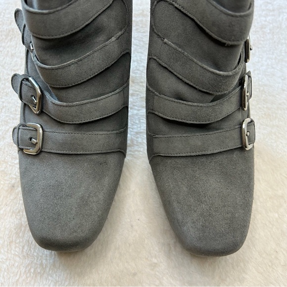 Stuart Weitzman Gray Suede Military Style Boots - Picture 4 of 13